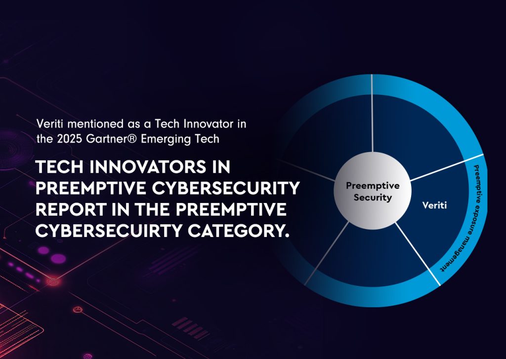 Veriti mentioned as a Tech Innovator in the 2025 Gartner® Emerging Tech: Tech Innovators in Preemptive Cybersecurity Report in the Preemptive Cybersecuirty Category. 